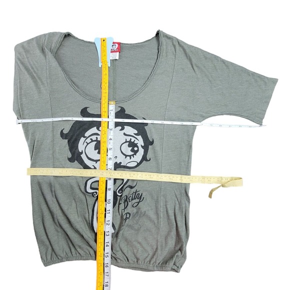 Small Betty Boop Womens T Shirt Gray Black Cartoon Big Face Retro Classic 2010 - Picture 4 of 6